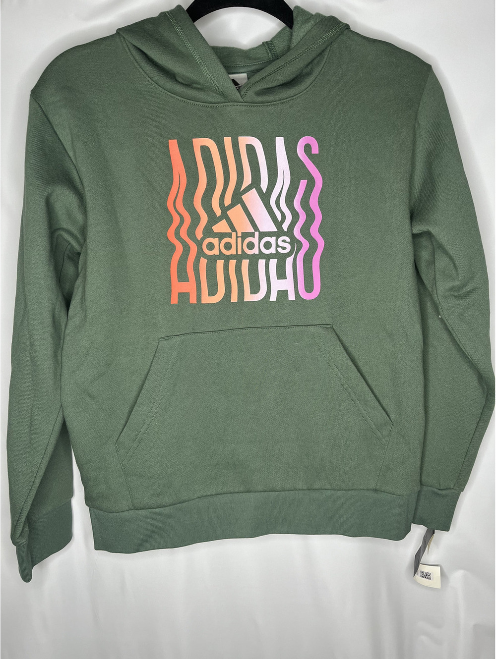 NWT Adidas Girl's Green/Coral Hoodie Size M(10-12)